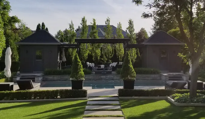 Luxurious backyard and pool